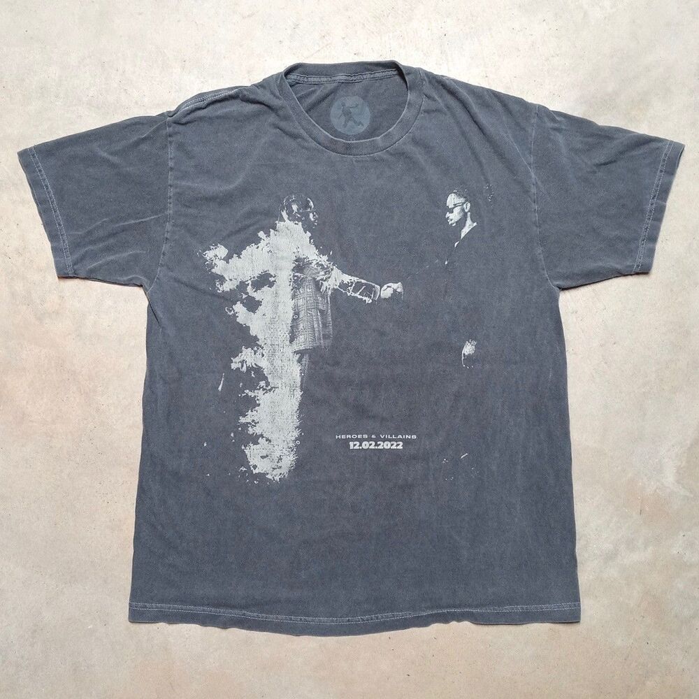 Metro Boomin 2022 Heroes & Villains Concert Tour Tee T-Shirt Rap Gray MEDIUM